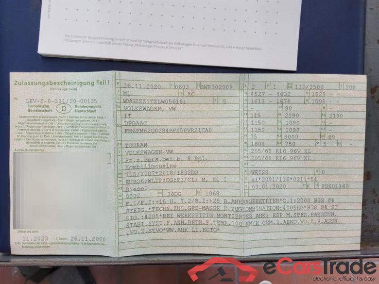 Volkswagen Touran ´15 Touran Comfortline BMT/Start-Stopp 2.0 TDI 110KW MT6 E6dT #1