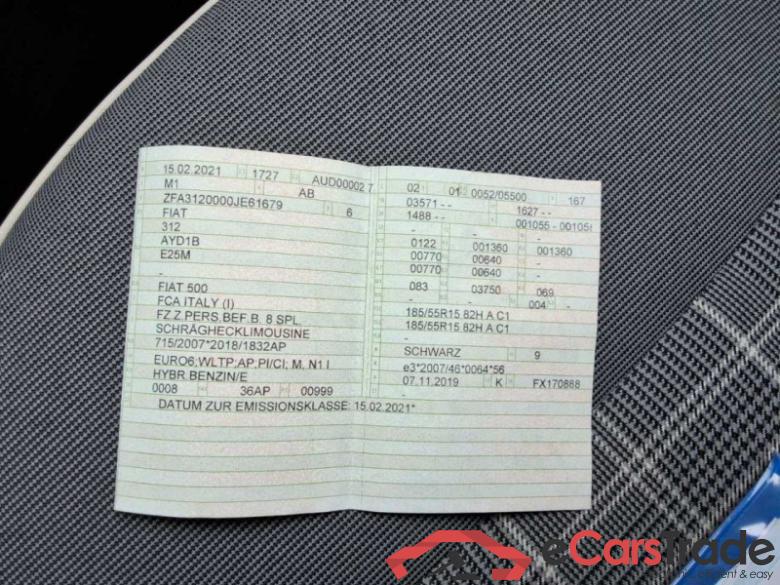 Fiat 500 (150) Cabrio (2009->) DE - Ca2 1.0 Mild Hybrid EU6d, Lounge S&S (EURO 6d), (Facelift) 2020 - 2021 #5