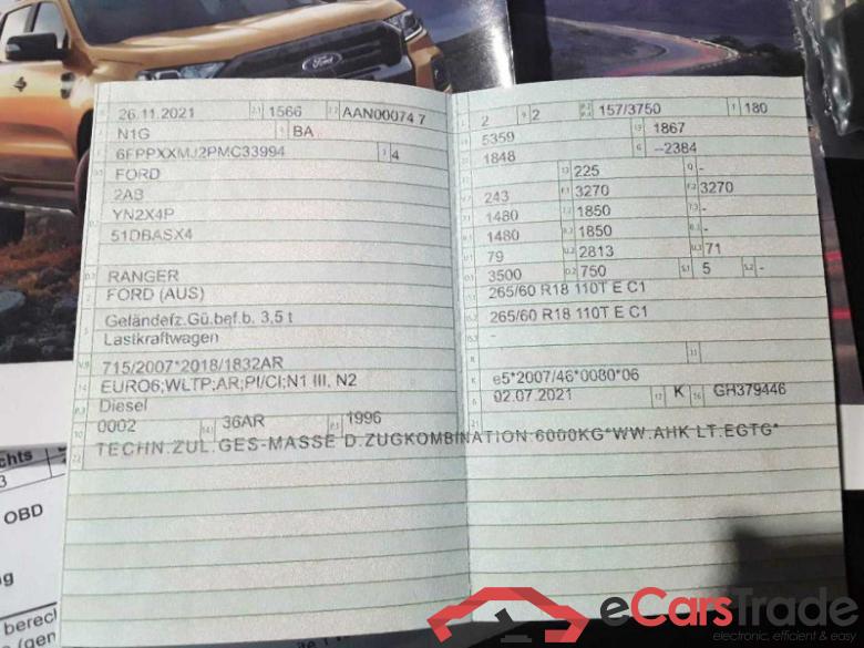 Ford Ranger (TKE)(2011->) DE - PickupDK4 2.0 TDCi Panther EU6d-T, Wildtrack 4x4 Doppelkabine (EURO 6d-TEMP #6