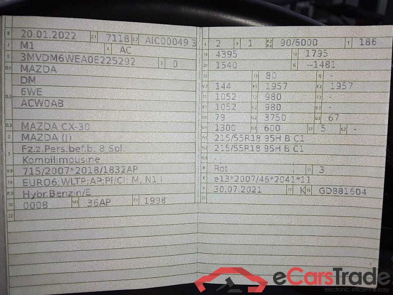 Mazda CX-30 (07.2019->) DE - SUV5 2.0 SKYACTIV-G M Hybrid EU6d, Selection 2WD (EURO 6d), 2019 - 2023 #6